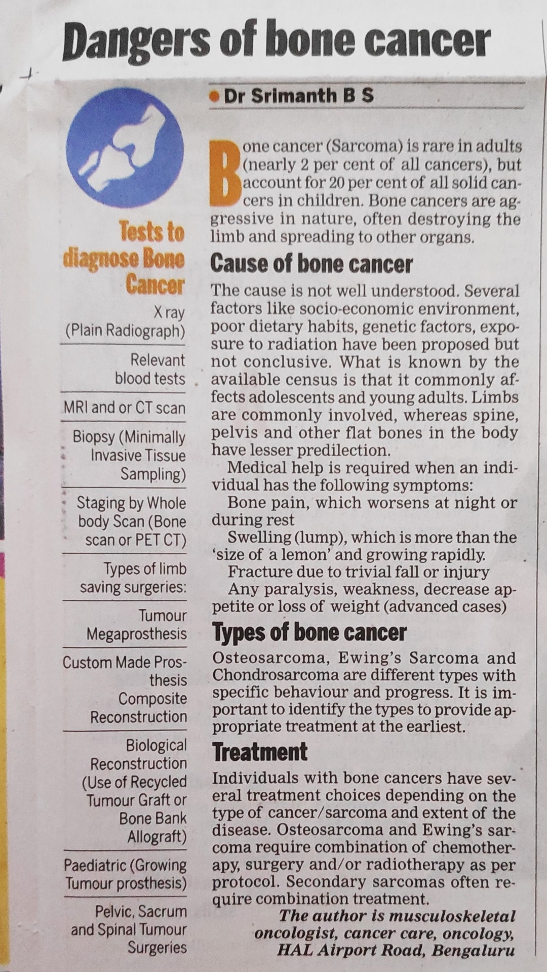 Dangers of bone cancer